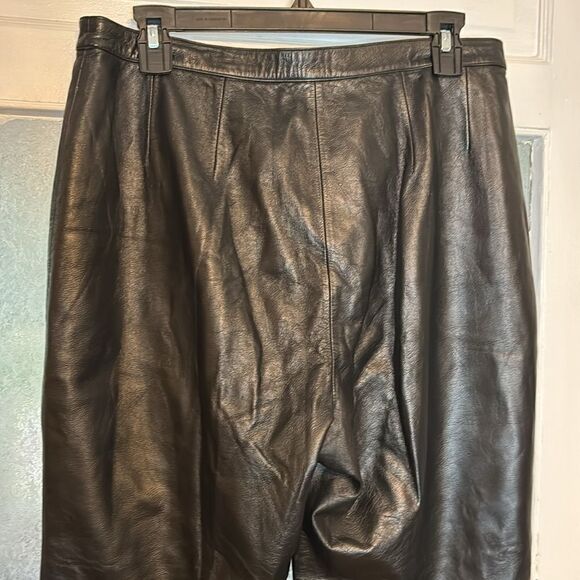 Apostrophe Women’s Genuine Black Leather Lined Straight Leg Pants Size 12 - Picture 9 of 10
